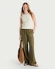 image 2 of F&F Linen Rich Wide Leg Drawstring Trousers in Khaki