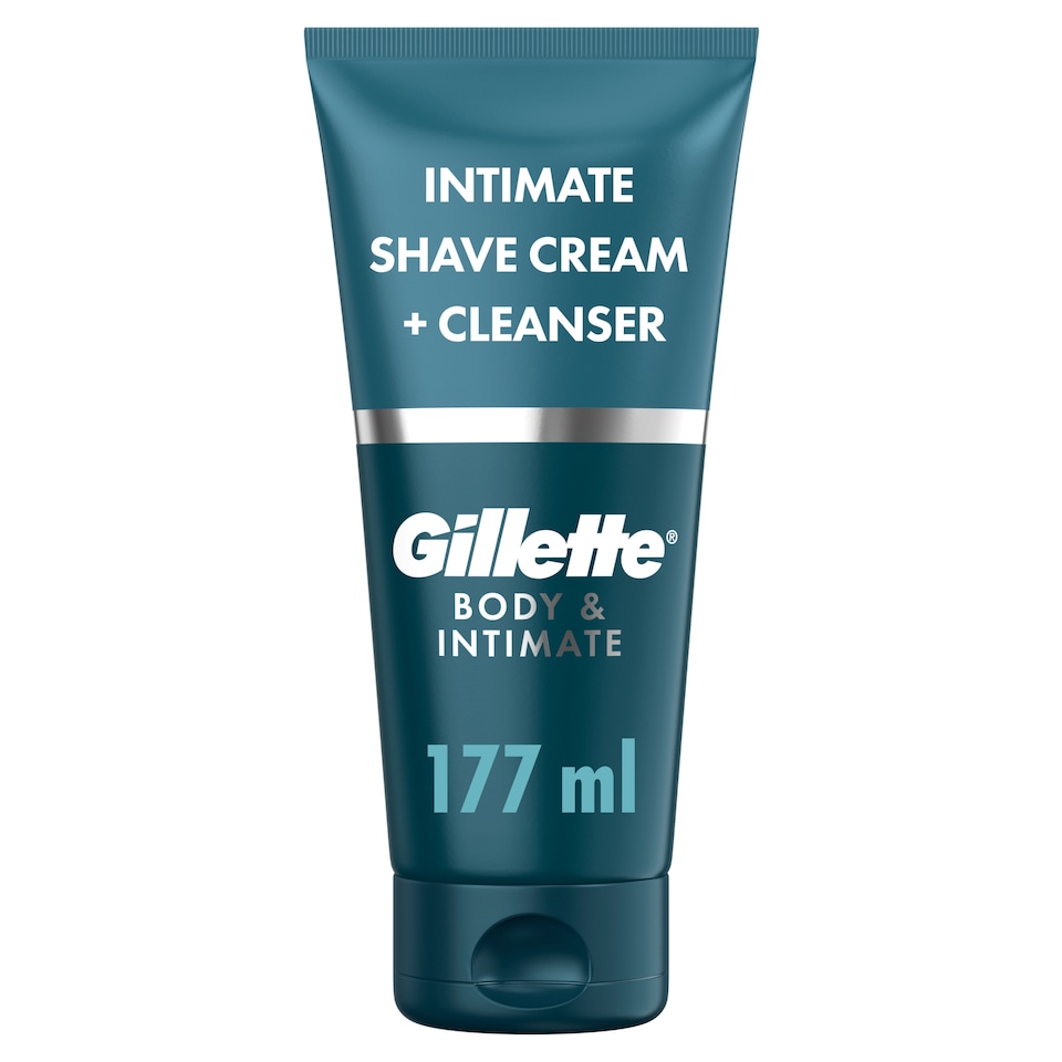 image 1 of Gillette Intimate Pubic Shave Cream + Cleanser, Formulated for Pubic Hair, with Aloe (150 ml)