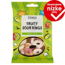 Tesco Želé cukríky s ovocnými príchuťami s kyslou cukrovou posýpkou 100 g