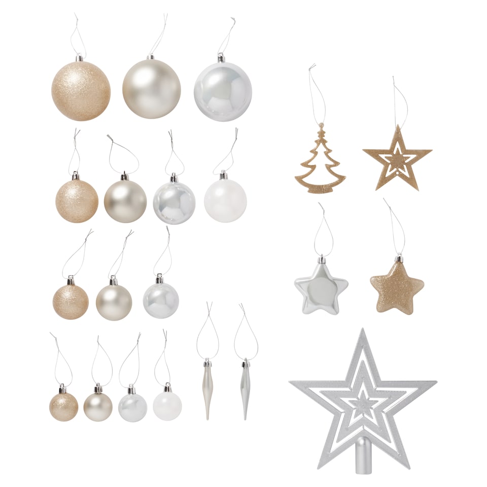 image 1 of Tesco Neutral Baubles Christmas Decorations 100 Pack