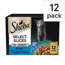 Sheba Select Slices Wet Cat Food Pouches Fish in Gravy 12x85g