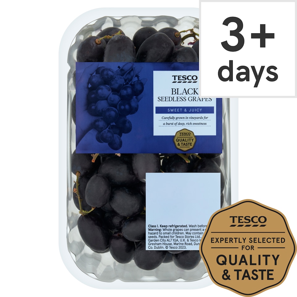 Tesco Black Seedless Grapes 500G