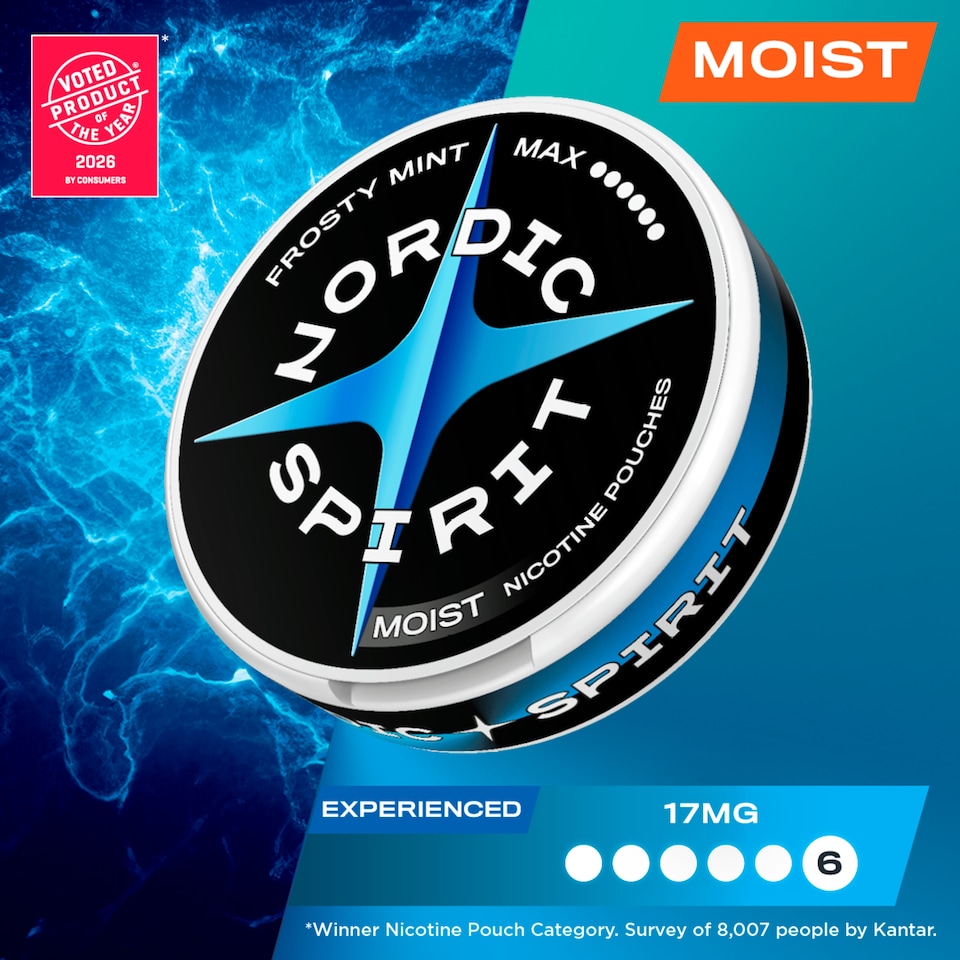 image 1 of Nordic Spirit Frosty Mint Max - Tobacco Free Nicotine Pouches 20 Pack 17mg 14g
