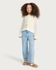 image 2 of F&F Girls Pure Cotton Knitted Tie Front Cardigan in Cream