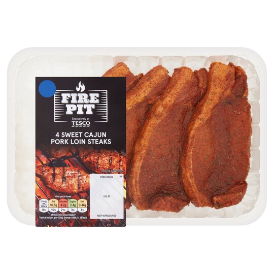 Tesco Fire Pit 4 Sweet Cajun Loin Steaks 400G Tesco Groceries