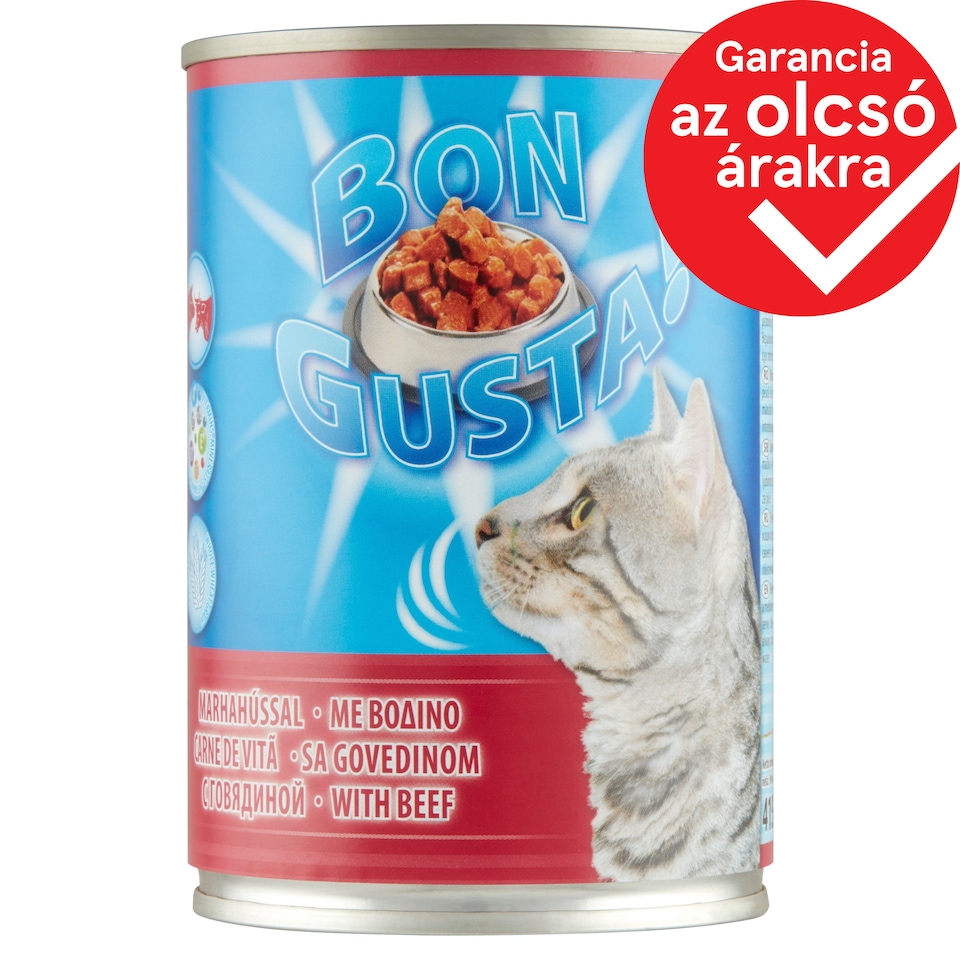 Bon Gusta! teljes értékű állateledel felnőtt macskák számára marhahússal 415 g