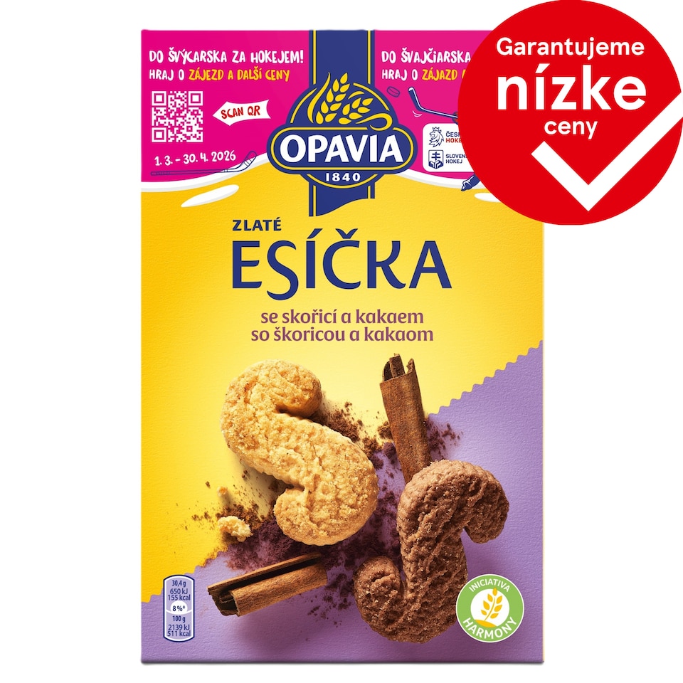 Opavia Zlaté Esíčka Biscuits with Cinnamon and Cocoa 220 g