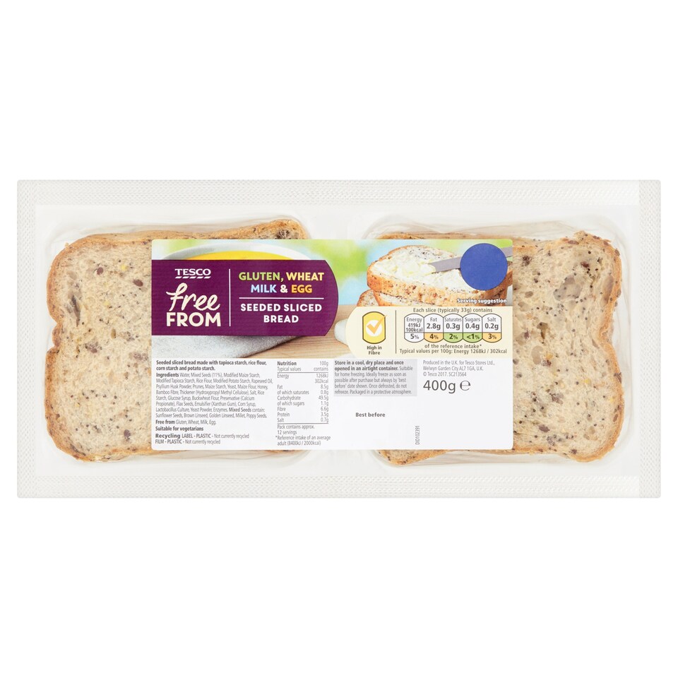 Tesco Free From Seeded Sliced Bread 400G