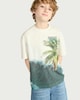 image 1 of F&F Boys Pure Cotton Paradise Print T-Shirt in Cream
