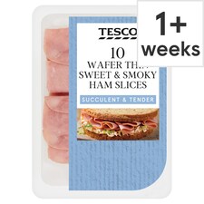 Tesco 10 Wafer Thin Sweet and Smoky Ham Slices 125g