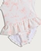 image 3 of F&F Girls Textured Bow Print Frill Trim Swimsuit in Cream