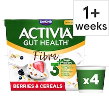 Activia Fibre Red Berries & Cereals Gut Health Yoghurt 4x115g