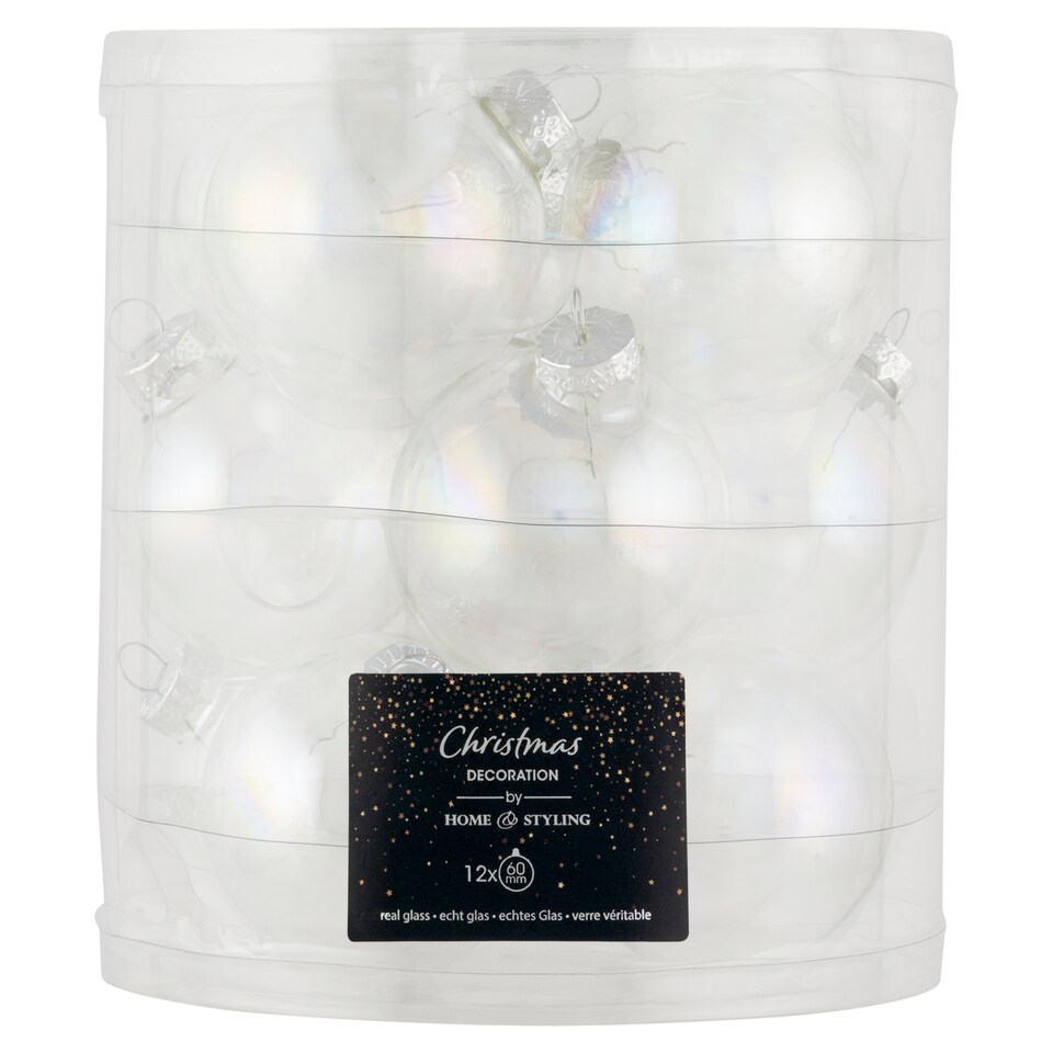 Skleněné vánoční koule bílé 60 mm 12 ks