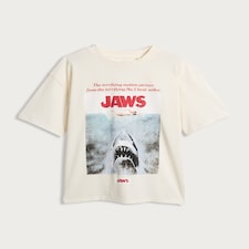 Jaws Movie Poster Pure Cotton T-Shirt in White