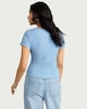 image 3 of F&F Textured Button Front Top in Blue