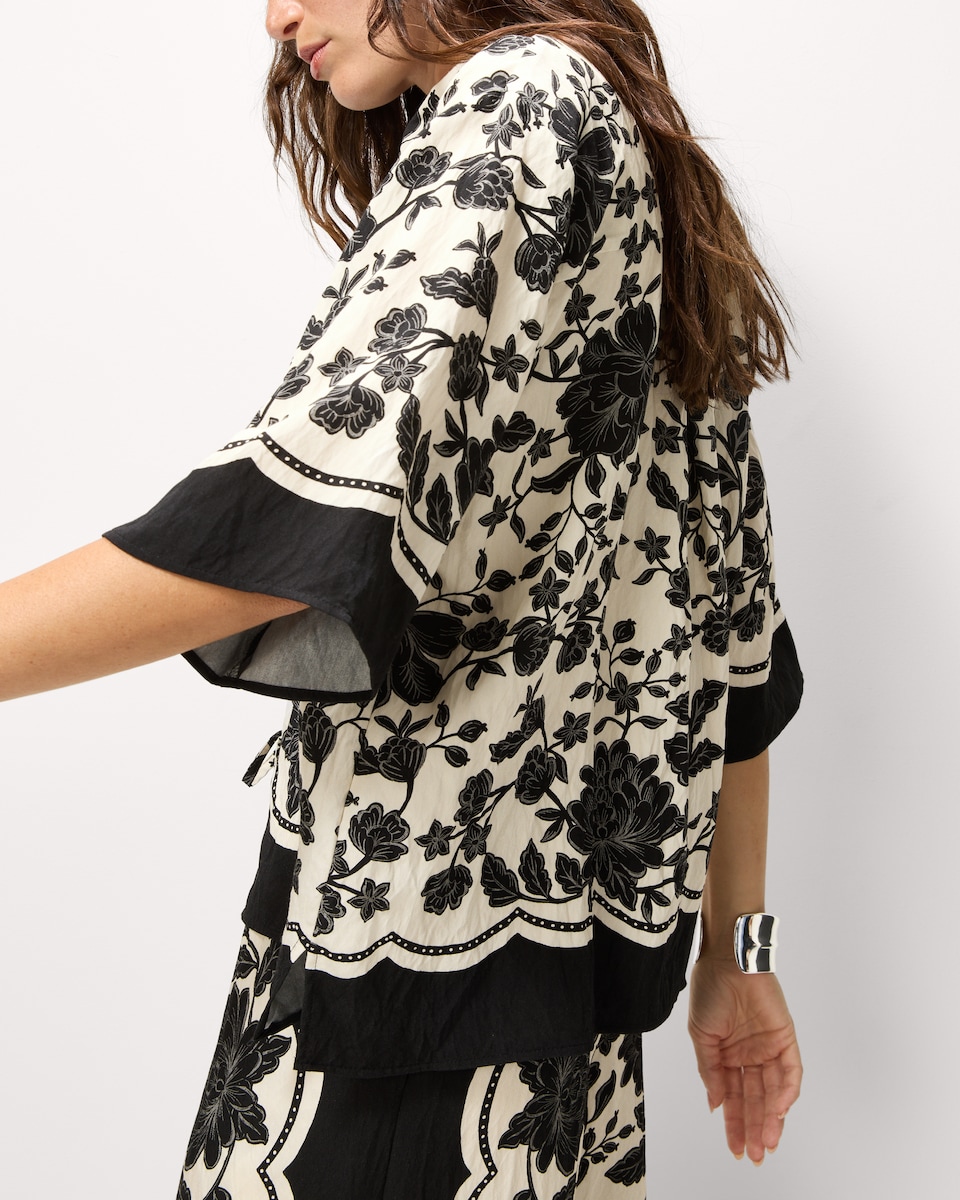 image 1 of F&F Floral Short Sleeved Co-ord Shirt in Multi Black