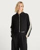 image 3 of The F&F Edit Striped Sleeve Zip Jacket in Black