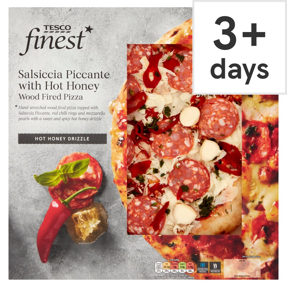 Tesco Finest Salsiccia Picante With Hot Honey Pizza 400G Tesco Groceries
