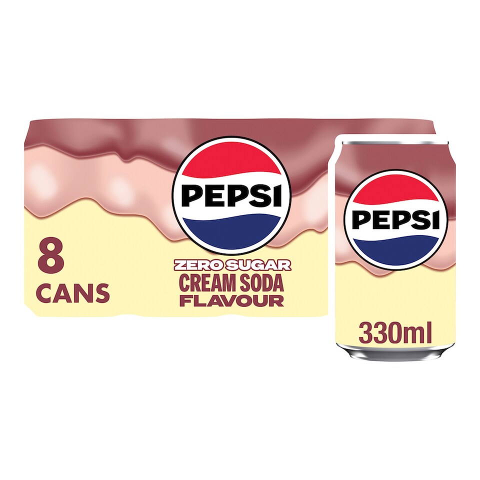 Pepsi Cream Soda Soft Drink Cans 8x330ml