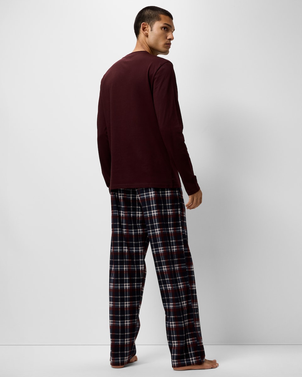 image 1 of F&F Checked Fleece Bottoms Pyjama Set in Purple