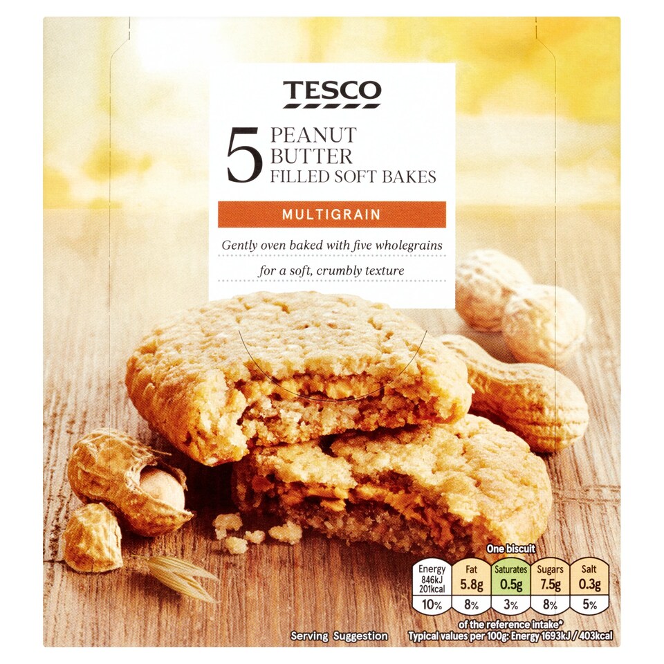 Tesco Peanut Butter Filled Soft Bakes 5 X 50G
