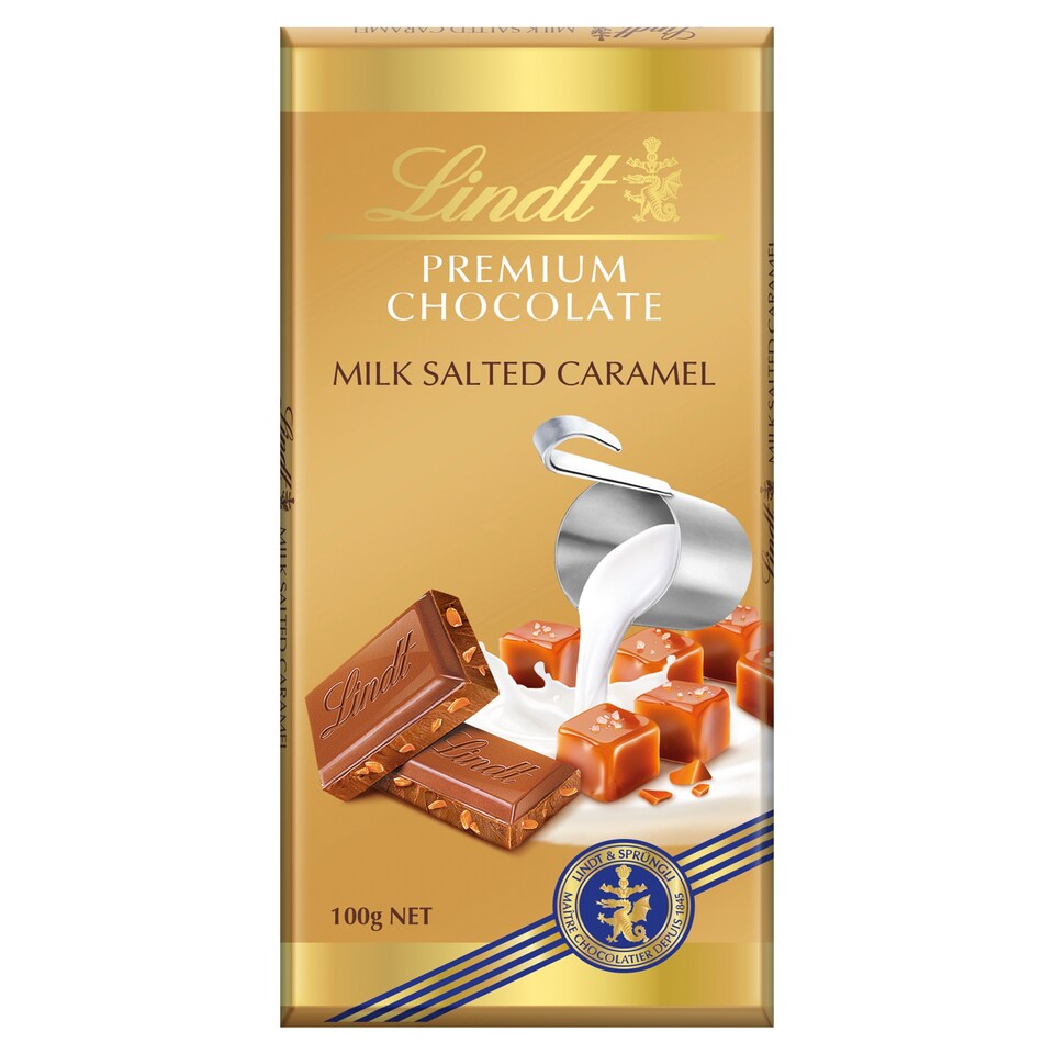 Lindt Milk Chocolate with Caramel Pieces and a Pinch of Sea Salt 100g