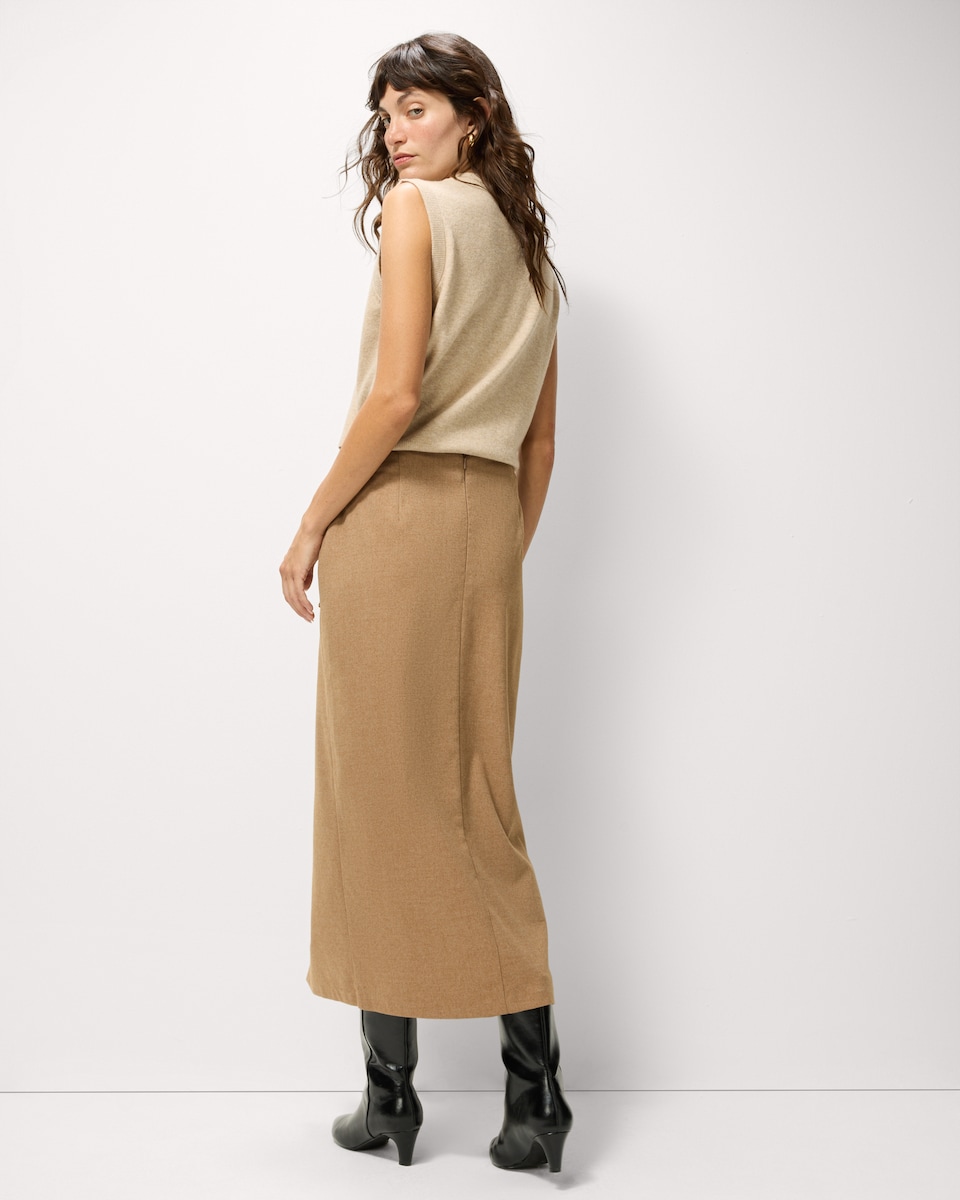image 1 of F&F Patch Pocket Pencil Midi Skirt in Med Nude