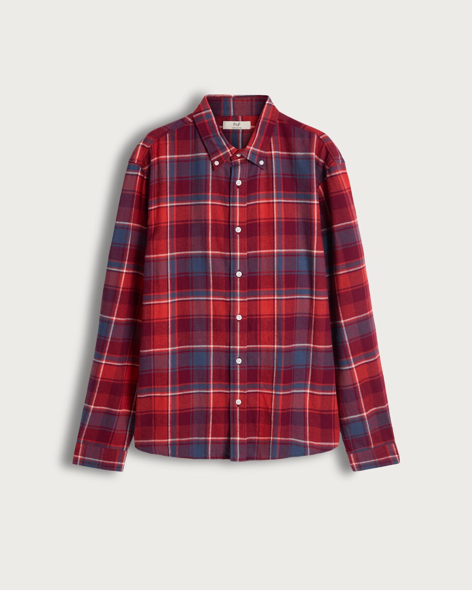 F&F Pure Cotton Flannel Check Print Shirt in Red