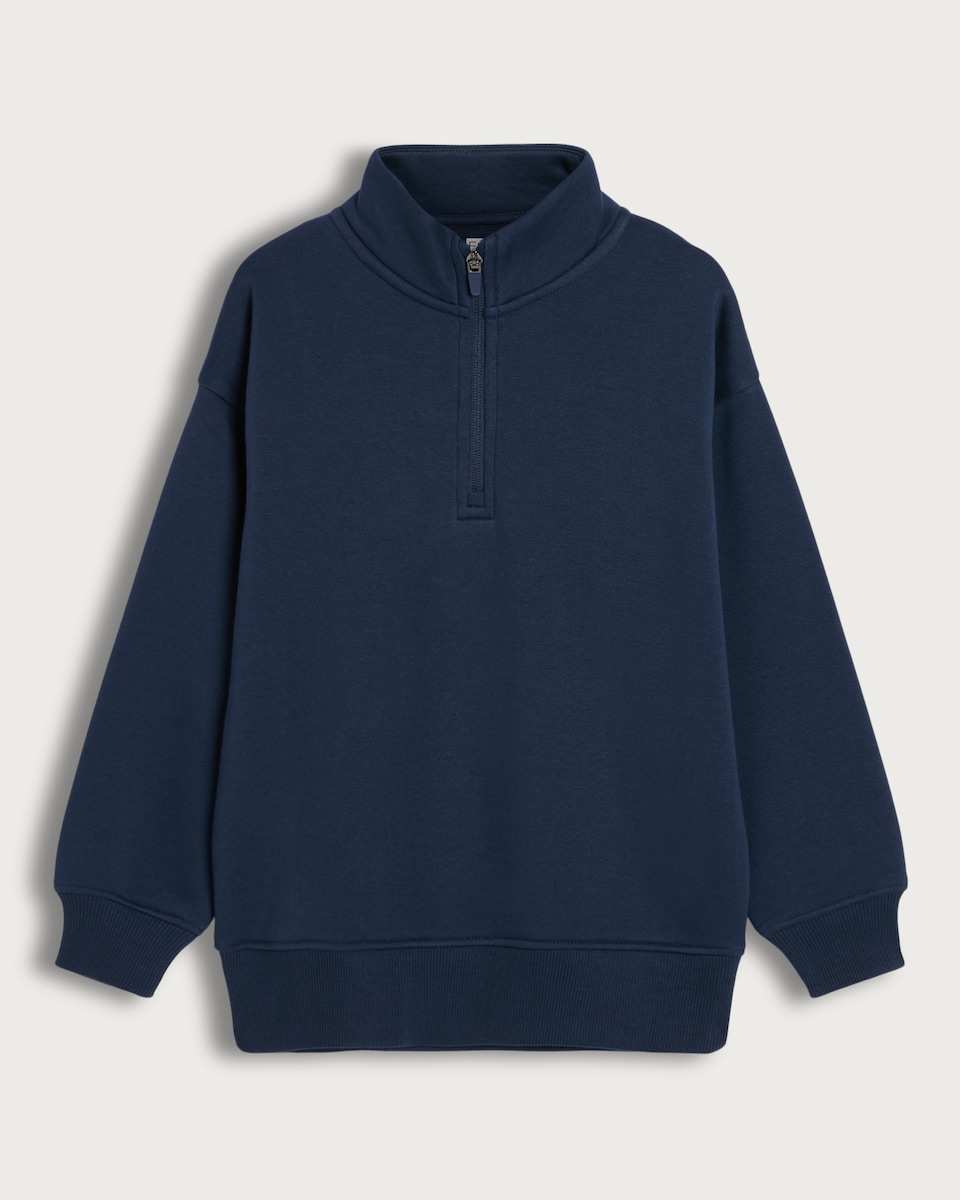 image 1 of F&F Boys Cotton Rich Half Zip Sweatshirt in Navy