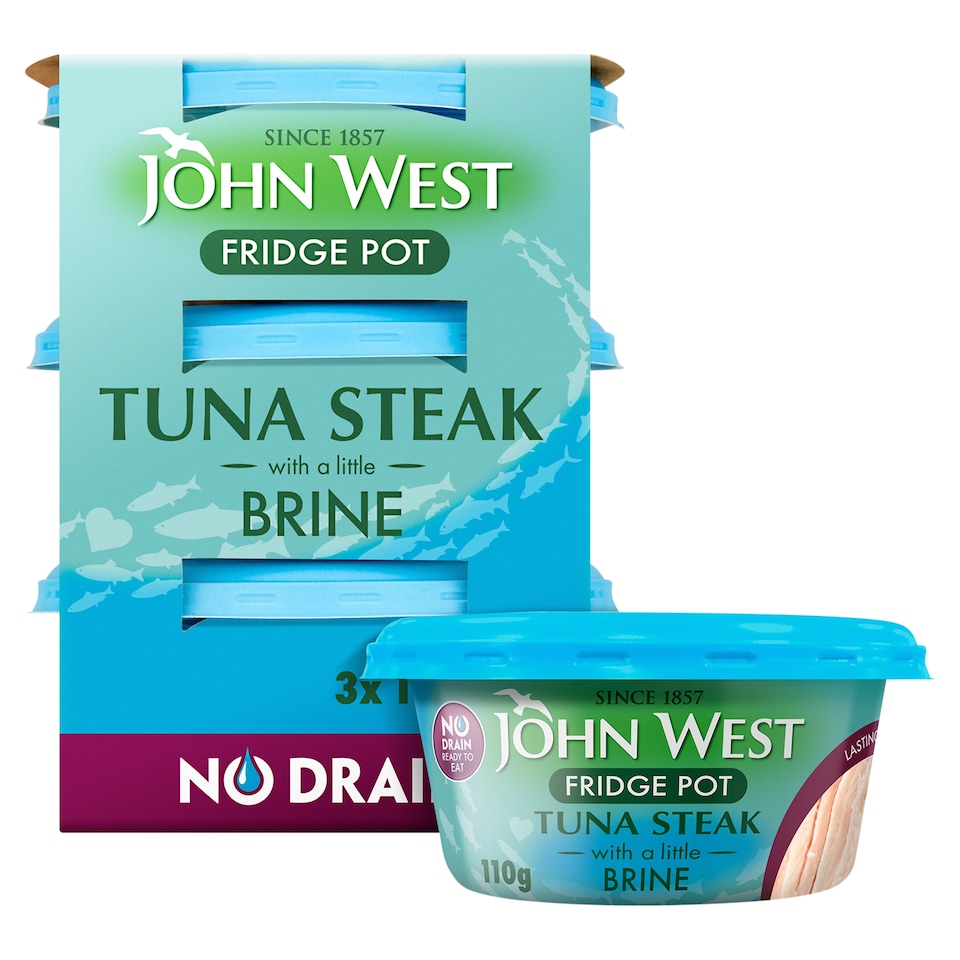 John West Tuna Steak In Brine Fridge Pot 3 X 110G