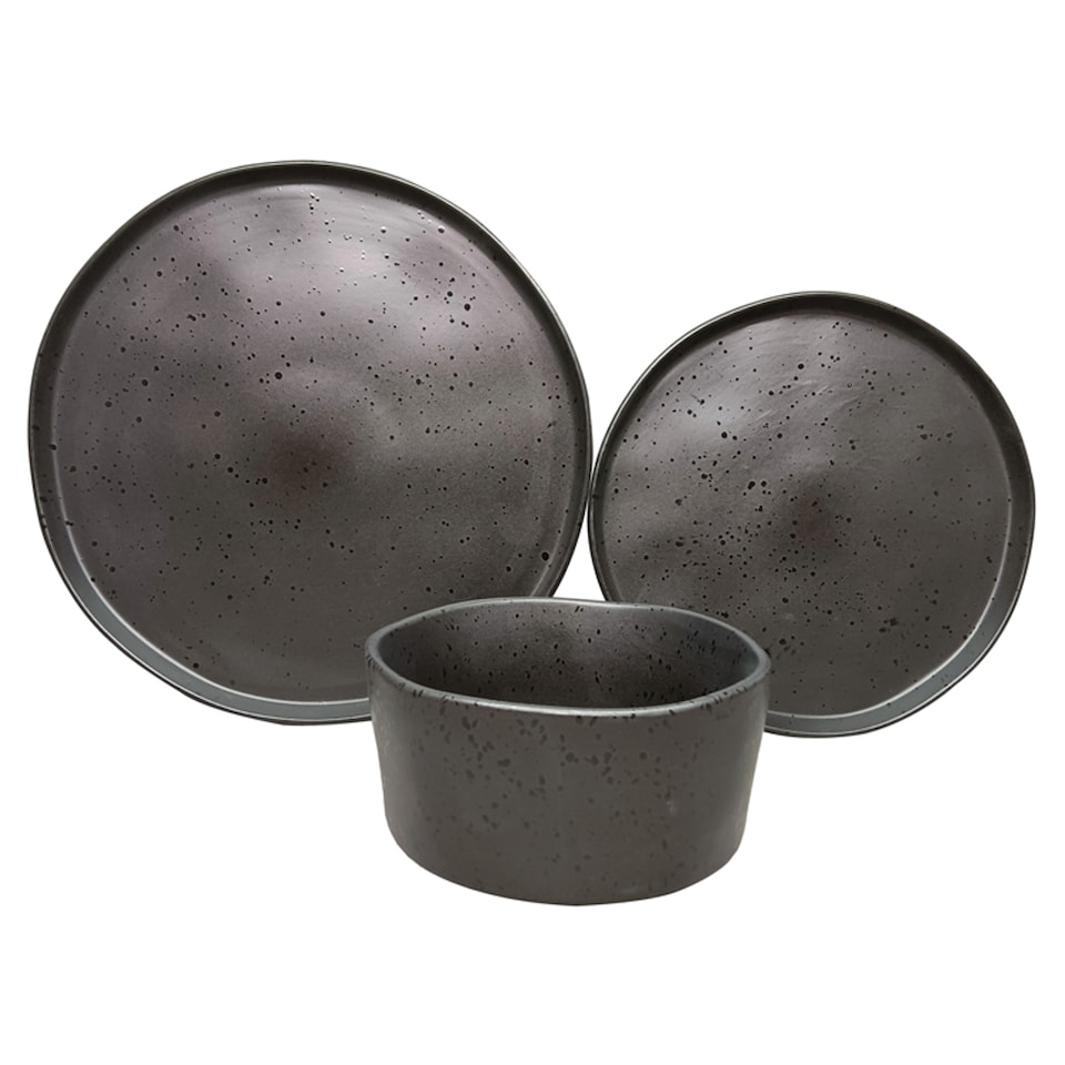 Fox And Ivy Dinner Set 12Pce Black
