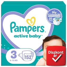 Pampers Active Baby Pelenka, Méret: 3, 152 db Pelenka, 6kg-10kg