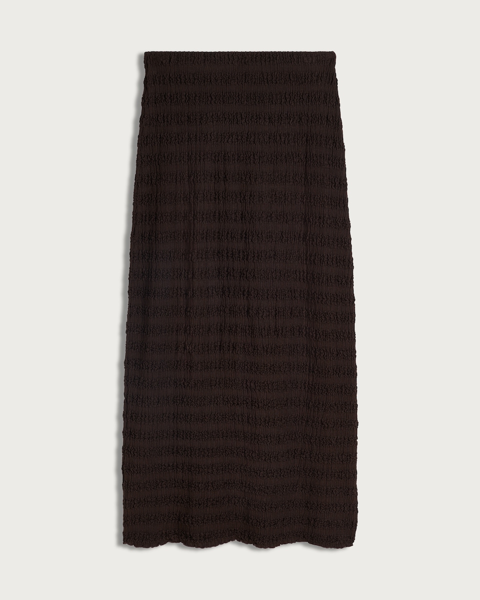 image 1 of F&F Crinkle Textured Co-ord Midi Skirt in Chocolate