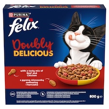 Purina Felix Doubly Delicious marha és csirke keverékével, céklával száraz macskaeledel 800 g