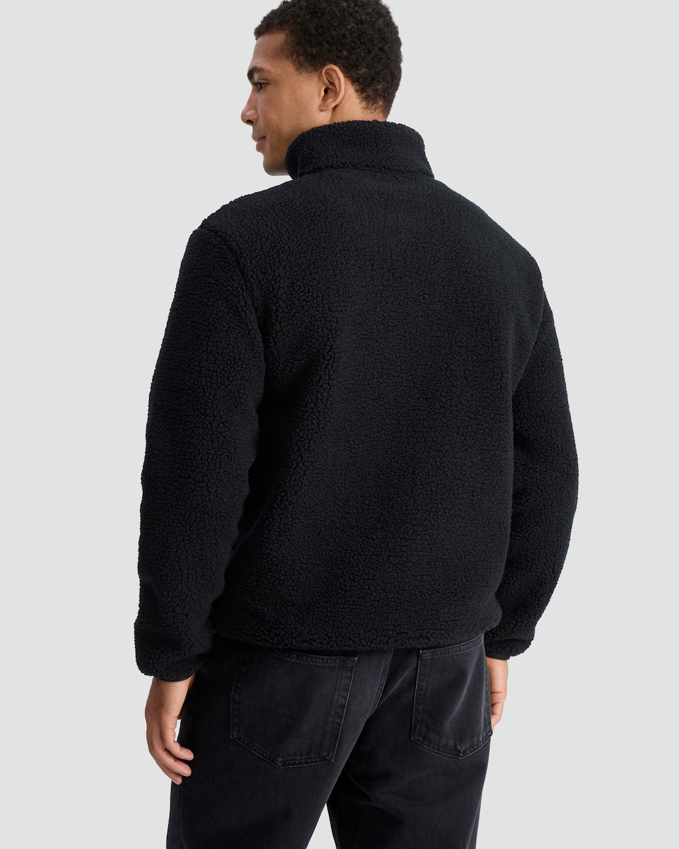 image 1 of F&F Pocket Front Zip Up Fleece Jacket in Black