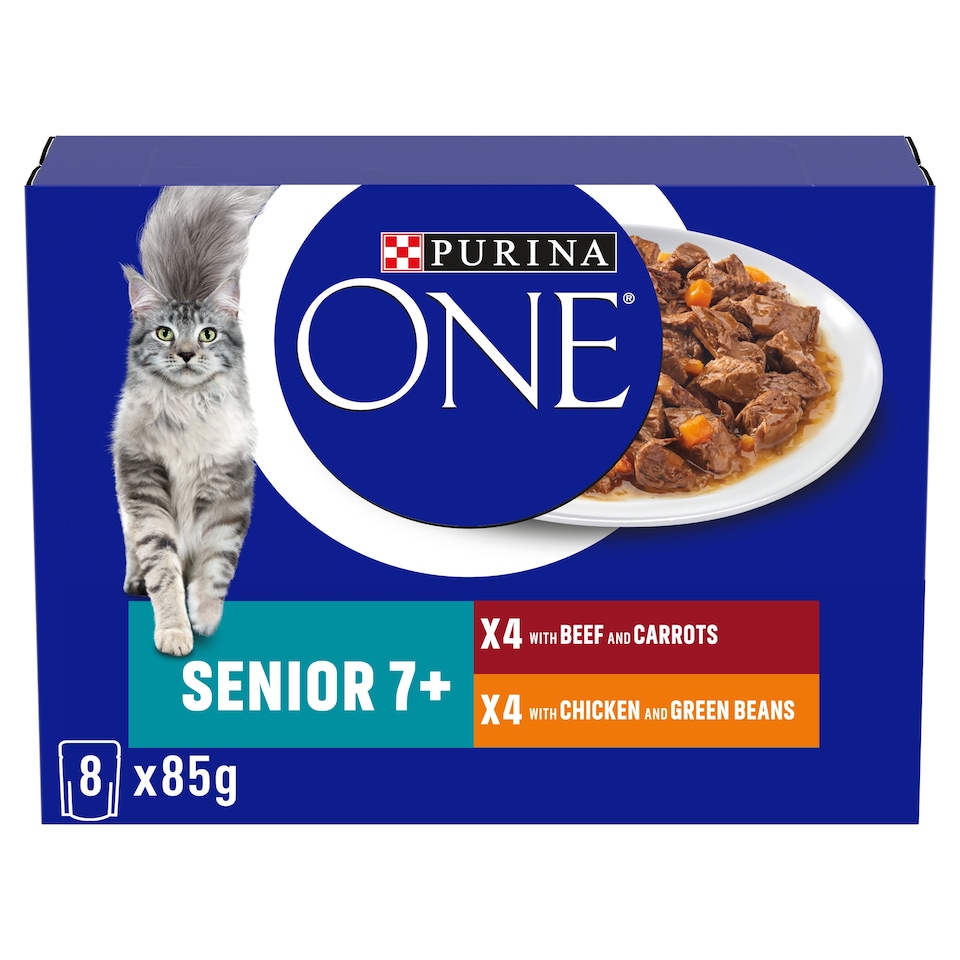 PURINA ONE Senior 7+ Mini Fillets Chicken and Beef Wet Cat Food 8x85g