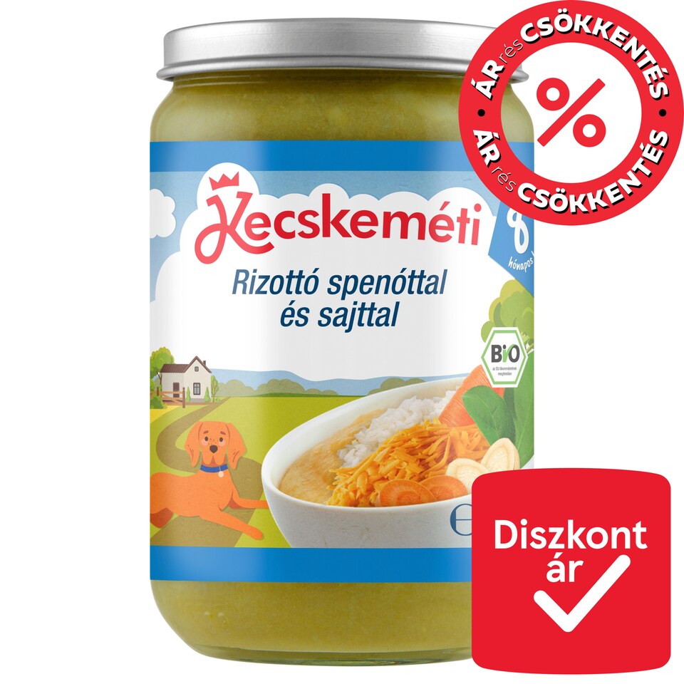 Kecskeméti bio rizottó spenóttal és sajttal bébiétel 8 hónapos kortól 220 g