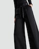 image 1 of F&F Satin Wide Leg Tie Waist Trousers in Black