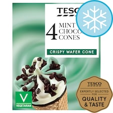 Tesco Mint & Chocolate Cones 4 X 110Ml