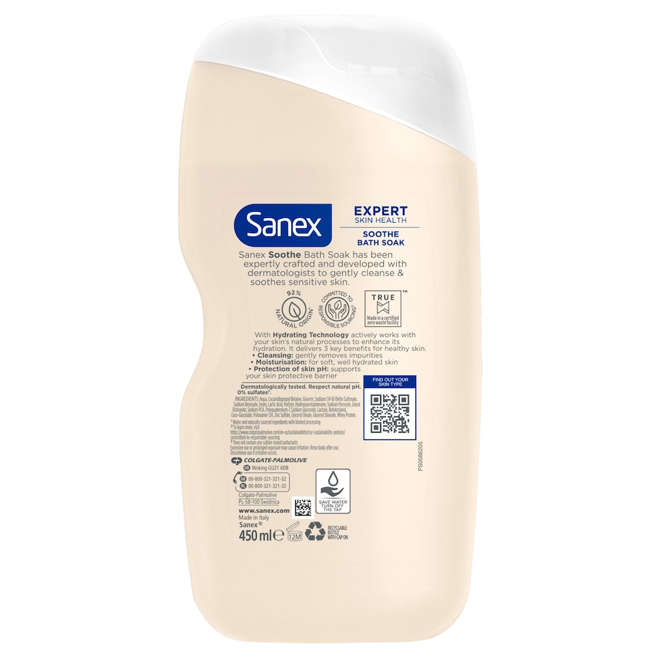 image 1 of Sanex Expert Skin Health Sensitive Bath Soak 450Ml