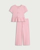 image 4 of F&F Girls 2-Piece Cotton Rich Textured Top and Trousers Set in Pink