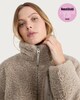 image 2 of F&F Active OUTDOOR Borg Textured Zip Up Jacket in Neutral