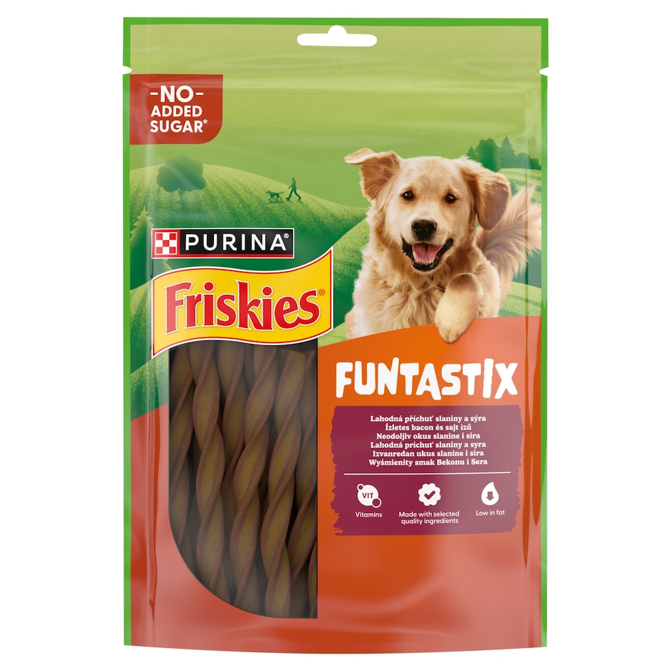 Purina Friskies Funtastix Bacon and Cheese Flavoured Complementary Pet Food for Adult Dogs 175 g