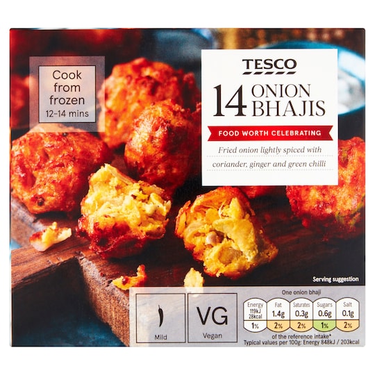Tesco 14 Onion Bhajis 210G Tesco Groceries