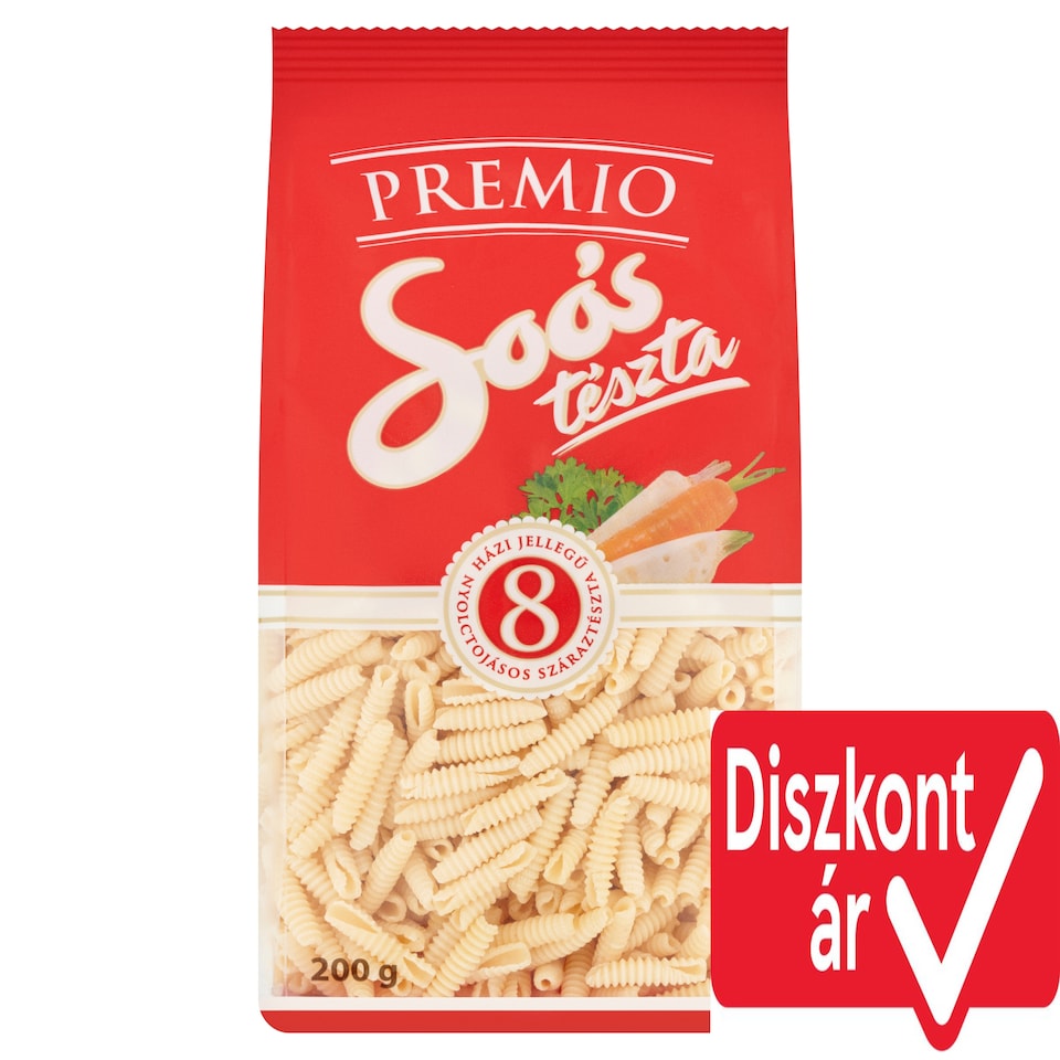 Soós Premio retro csiga házi jellegű nyolctojásos száraztészta 200 g 