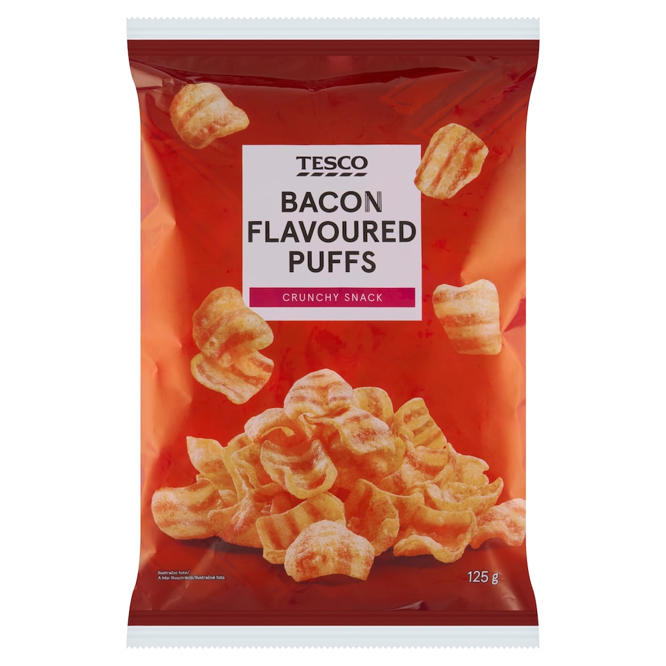 Tesco Bacon Flavoured Puffs Crunchy Snack 125 g