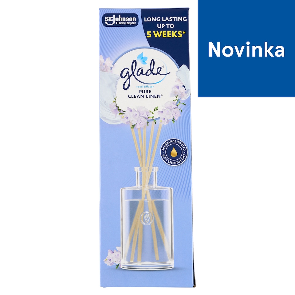 obrázok 1 z Glade Reed Diffuser Pure Clean Linen osviežovač vzduchu vonné tyčinky 50 ml