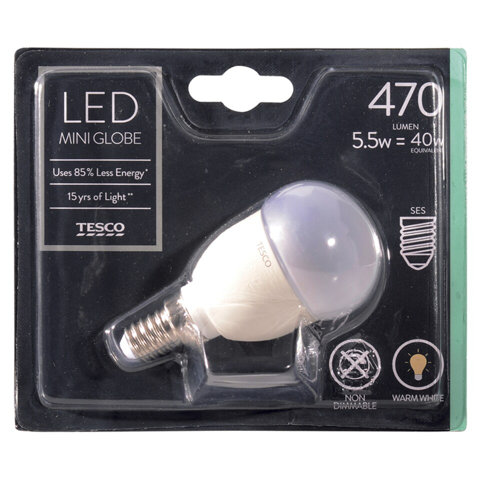Tesco Led Mini Globe 40W Small Edisonscrew