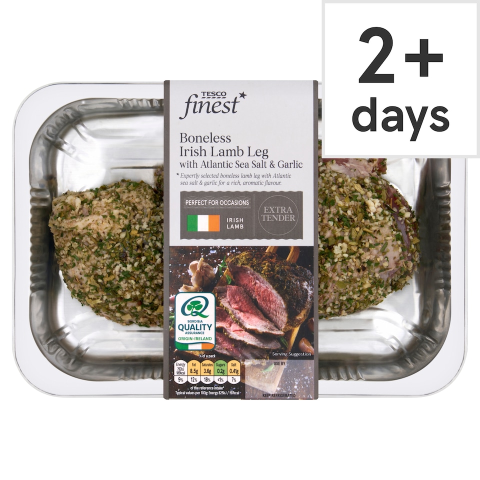 Tesco Finest Boneless Irish Lamb Leg with Atlantic Sea Salt & Garlic 500g