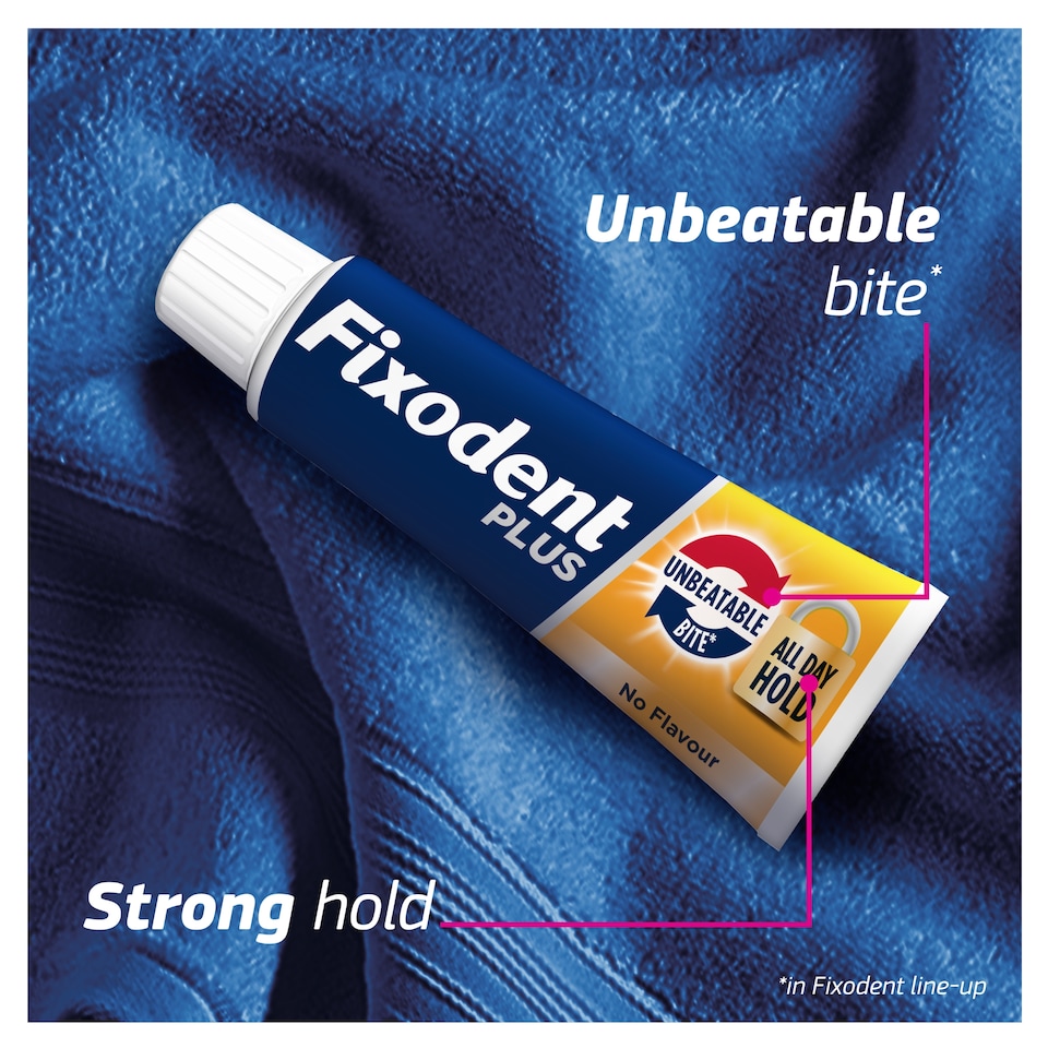 image 1 of Fixodent Plus Unbeatable Bite Denture Adhesive 40g